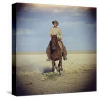 American Actor Rock Hudson Riding a Horse During Filming of 'Giant', Near Marfa, Texas, 1955-Allan Grant-Stretched Canvas