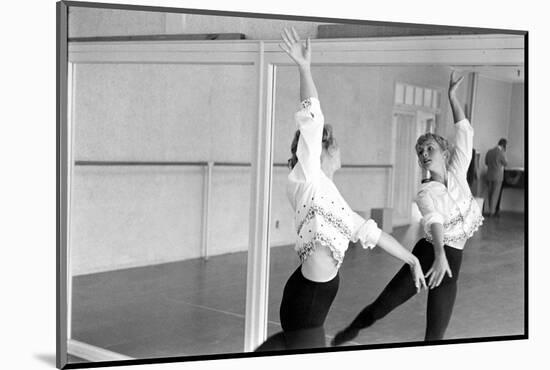 American Actress Debbie Reynolds Watches Herself in a Mirror During a Dance Rehearsal, 1960-Allan Grant-Mounted Photographic Print