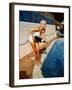 American Actress Jayne Mansfield with a Bottle of Champagne, Near a Swimming Pool, 1956-1957-null-Framed Photo