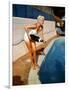 American Actress Jayne Mansfield with a Bottle of Champagne, Near a Swimming Pool, 1956-1957-null-Framed Photo