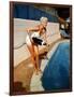 American Actress Jayne Mansfield with a Bottle of Champagne, Near a Swimming Pool, 1956-1957-null-Framed Photo