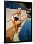 American Actress Jayne Mansfield with a Bottle of Champagne, Near a Swimming Pool, 1956-1957-null-Framed Photo