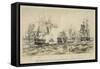 American and British Battleships in Close Quarters on Lake Erie, Sept. 10, 1813-null-Framed Stretched Canvas