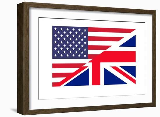 American And British Flags Joined Together, Isolated On White Background-Speedfighter-Framed Art Print