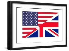 American And British Flags Joined Together, Isolated On White Background-Speedfighter-Framed Art Print