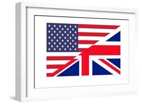 American And British Flags Joined Together, Isolated On White Background-Speedfighter-Framed Art Print
