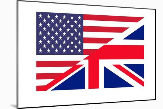 American And British Flags Joined Together, Isolated On White Background-Speedfighter-Mounted Art Print