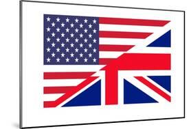 American And British Flags Joined Together, Isolated On White Background-Speedfighter-Mounted Art Print
