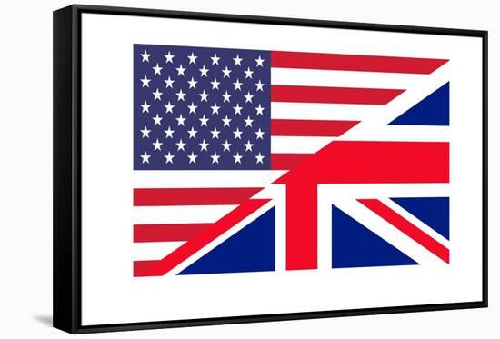 American And British Flags Joined Together, Isolated On White Background-Speedfighter-Framed Stretched Canvas
