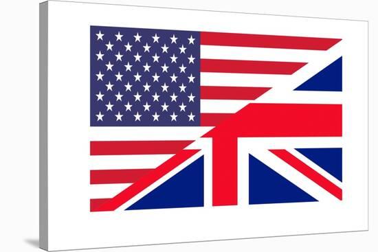 American And British Flags Joined Together, Isolated On White Background-Speedfighter-Stretched Canvas