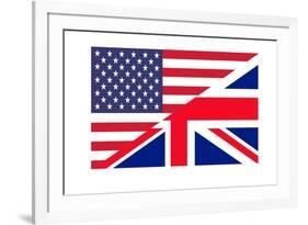 American And British Flags Joined Together, Isolated On White Background-Speedfighter-Framed Art Print