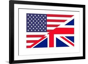 American And British Flags Joined Together, Isolated On White Background-Speedfighter-Framed Art Print