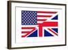 American And British Flags Joined Together, Isolated On White Background-Speedfighter-Framed Art Print