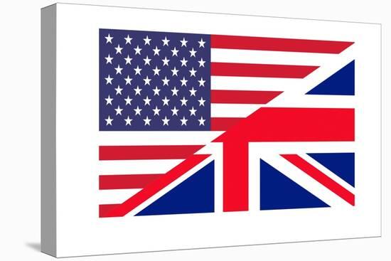 American And British Flags Joined Together, Isolated On White Background-Speedfighter-Stretched Canvas