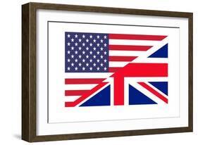 American And British Flags Joined Together, Isolated On White Background-Speedfighter-Framed Premium Giclee Print