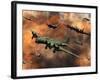 American and German Aircraft Battle it Out in the Skies During WWII-Stocktrek Images-Framed Photographic Print