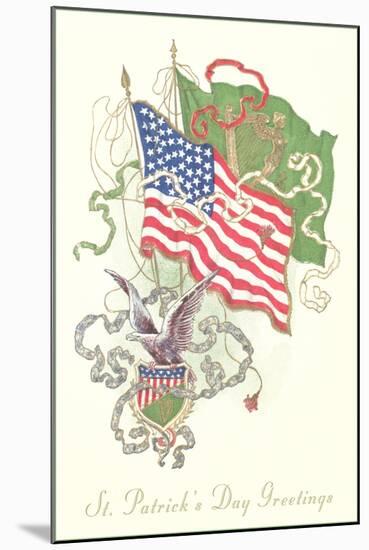 American and Irish Flags, St. Patrick's Day-null-Mounted Art Print