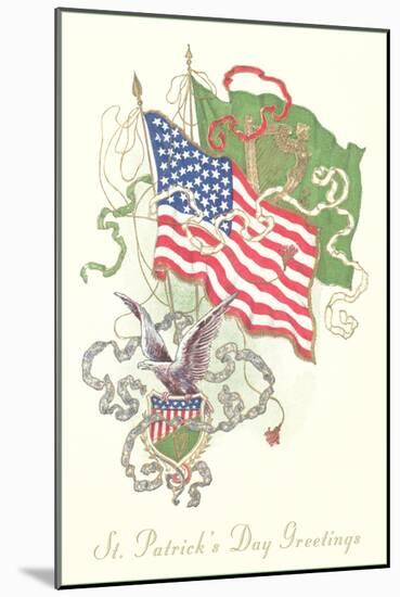 American and Irish Flags, St. Patrick's Day-null-Mounted Art Print