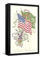 American and Irish Flags, St. Patrick's Day-null-Framed Stretched Canvas