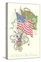 American and Irish Flags, St. Patrick's Day-null-Stretched Canvas