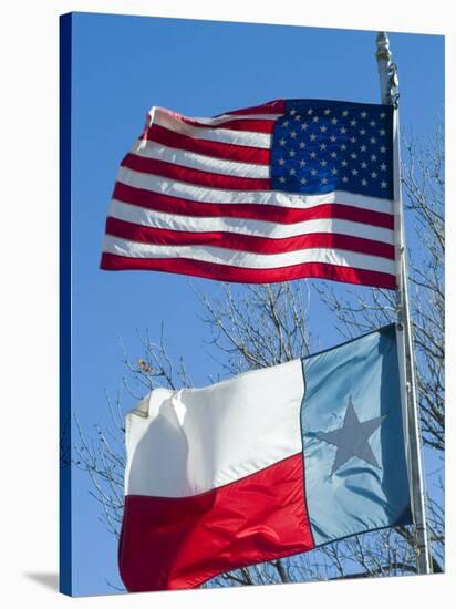 American and Texan Flags, Texas, USA-Ethel Davies-Stretched Canvas