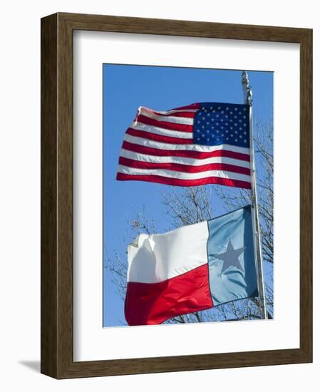 American and Texan Flags, Texas, USA-Ethel Davies-Framed Photographic Print