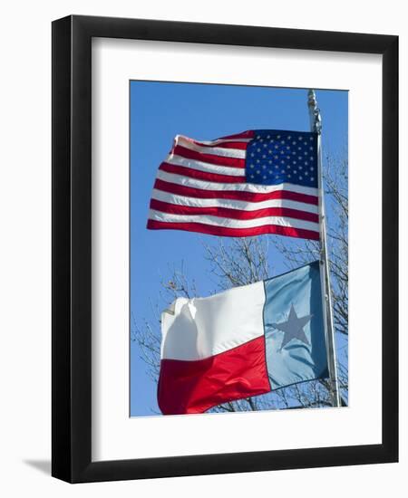 American and Texan Flags, Texas, USA-Ethel Davies-Framed Photographic Print