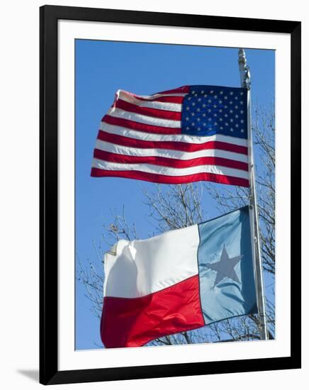 American and Texan Flags, Texas, USA-Ethel Davies-Framed Photographic Print