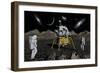 American Apollo Astronauts on the Lunar Surface-null-Framed Art Print