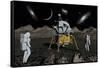 American Apollo Astronauts on the Lunar Surface-null-Framed Stretched Canvas