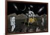 American Apollo Astronauts on the Lunar Surface-null-Framed Art Print