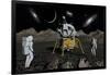 American Apollo Astronauts on the Lunar Surface-null-Framed Art Print