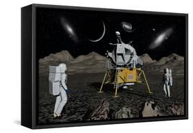 American Apollo Astronauts on the Lunar Surface-null-Framed Stretched Canvas