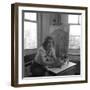 American Artist Honore Desmond Sharrer (1970 - 2009) in Her Studio, February 1950-W^ Eugene Smith-Framed Photographic Print