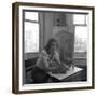 American Artist Honore Desmond Sharrer (1970 - 2009) in Her Studio, February 1950-W^ Eugene Smith-Framed Photographic Print