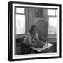 American Artist Honore Desmond Sharrer (1970 - 2009) in Her Studio, February 1950-W^ Eugene Smith-Framed Photographic Print