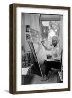 American Artist Margaret Keane Painting in Her Studio, Tennessee, 1965-Bill Ray-Framed Photographic Print