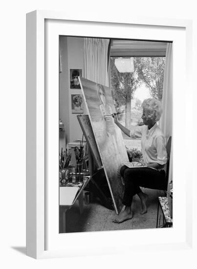 American Artist Margaret Keane Painting in Her Studio, Tennessee, 1965-Bill Ray-Framed Photographic Print