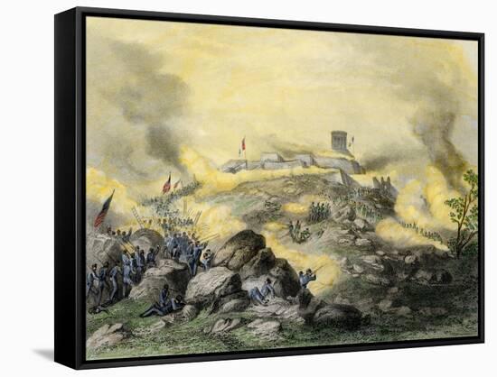 American Assault on the Fortress of Chapultepec, U.S.-Mexican War, c.1847-null-Framed Stretched Canvas