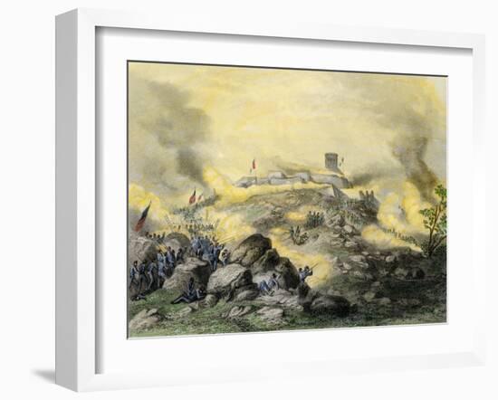 American Assault on the Fortress of Chapultepec, U.S.-Mexican War, c.1847-null-Framed Giclee Print