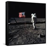 American Astronaut Edwin "Buzz" Aldrin Walking on the Moon on July 20, 1969-null-Framed Stretched Canvas