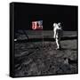 American Astronaut Edwin "Buzz" Aldrin Walking on the Moon on July 20, 1969-null-Framed Stretched Canvas