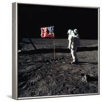 American Astronaut Edwin "Buzz" Aldrin Walking on the Moon on July 20, 1969-null-Framed Photo