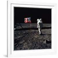 American Astronaut Edwin "Buzz" Aldrin Walking on the Moon on July 20, 1969-null-Framed Photo