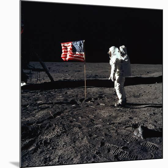 American Astronaut Edwin "Buzz" Aldrin Walking on the Moon on July 20, 1969-null-Mounted Photo