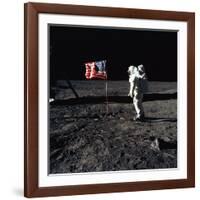 American Astronaut Edwin "Buzz" Aldrin Walking on the Moon on July 20, 1969-null-Framed Photo