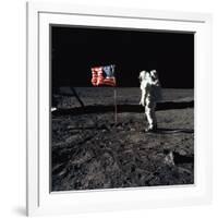 American Astronaut Edwin "Buzz" Aldrin Walking on the Moon on July 20, 1969-null-Framed Photo