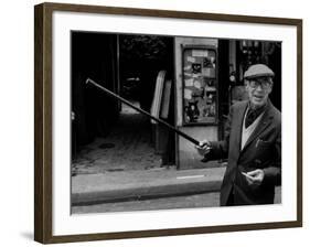 American Author Henry Miller Walking Along the Street-Carlo Bavagnoli-Framed Premium Photographic Print