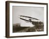 American aviator Glenn Curtiss making the first heavier-than-air flight in his 'June Bug', 1908-Edwin Levick-Framed Photographic Print