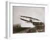 American aviator Glenn Curtiss making the first heavier-than-air flight in his 'June Bug', 1908-Edwin Levick-Framed Photographic Print